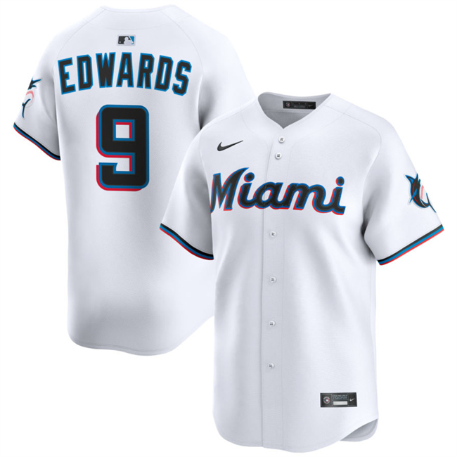 Men's White Miami Marlins #9 Xavier Edwards 2024 Home Limited Stitched Baseball Jersey